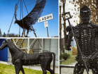 В Абинске установили скульптуры металлурга, железного коня и орла сделанные из металла
