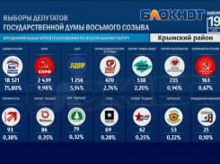 Появились предварительные итоги выборов депутатов госдумы по Крымскому району